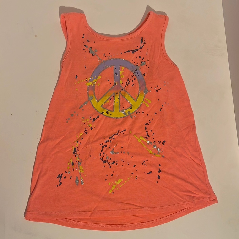 6x girls peace symbol tank top with decorative back
